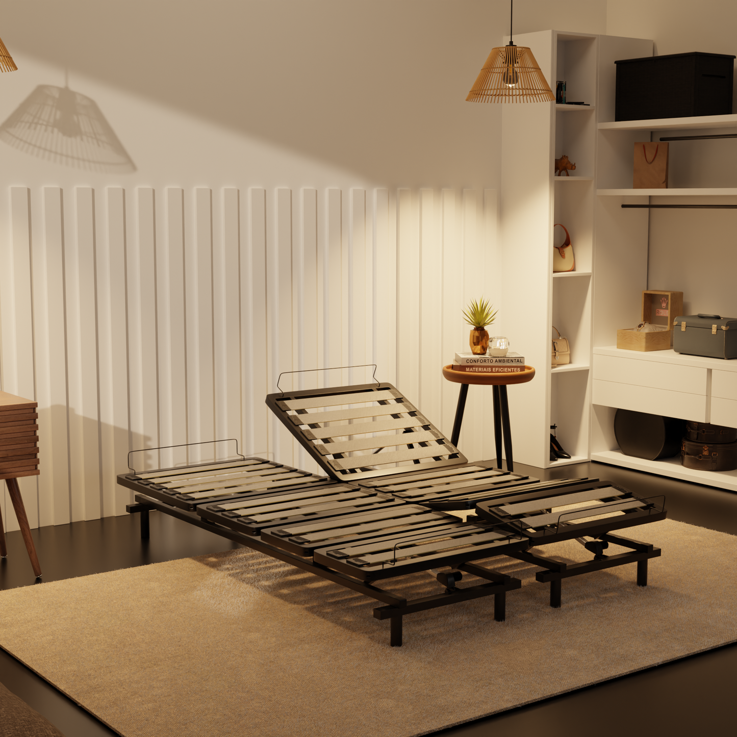 Somnuz® Restro Adjustable Genuine Leather Bed + Somnuz® Aire Mattress