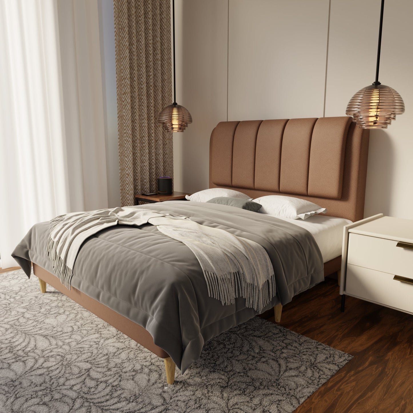 Asteron Fabric Bed Frame (Water Repellent & Pet friendly) by Somnuz