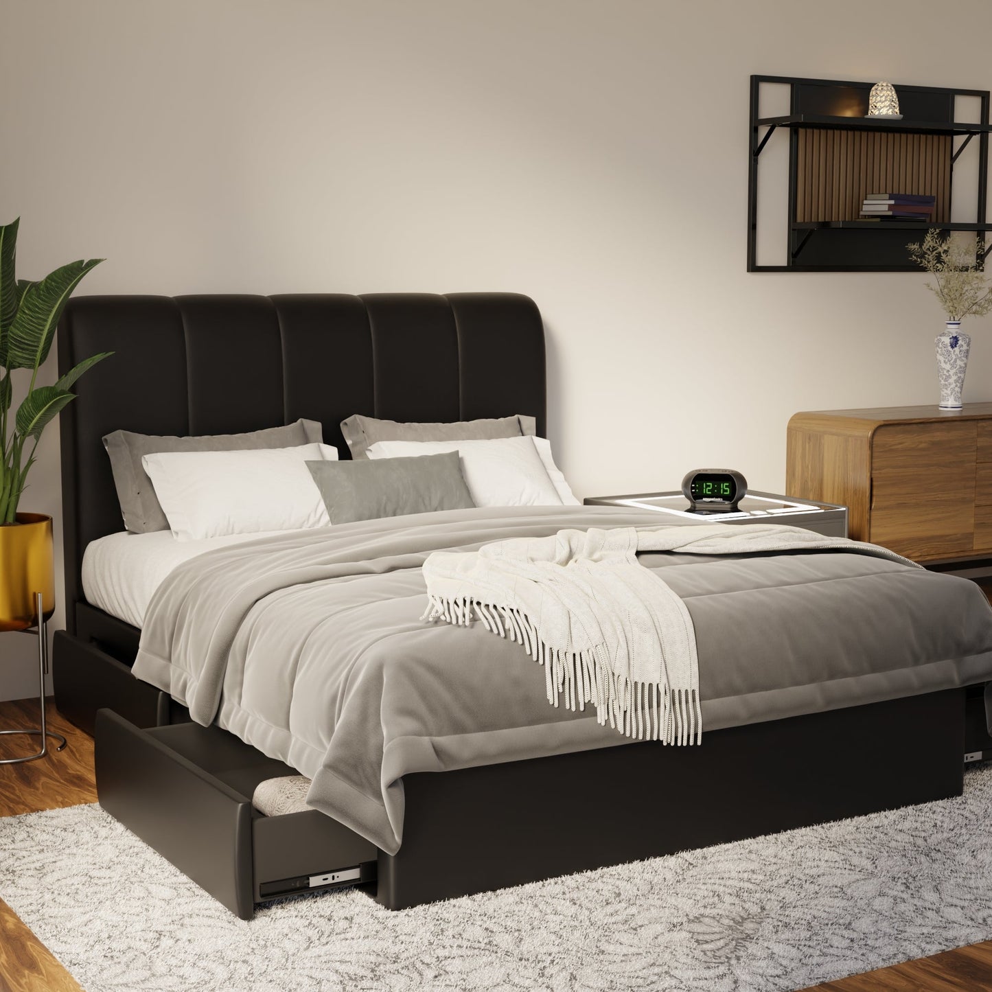 Caldrin Faux Leather Drawer Bed Frame (Pet Friendly) by Somnuz