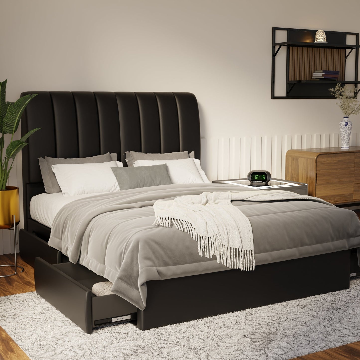 Trevino Faux Leather Drawer Bed Frame (Pet Friendly) by Somnuz