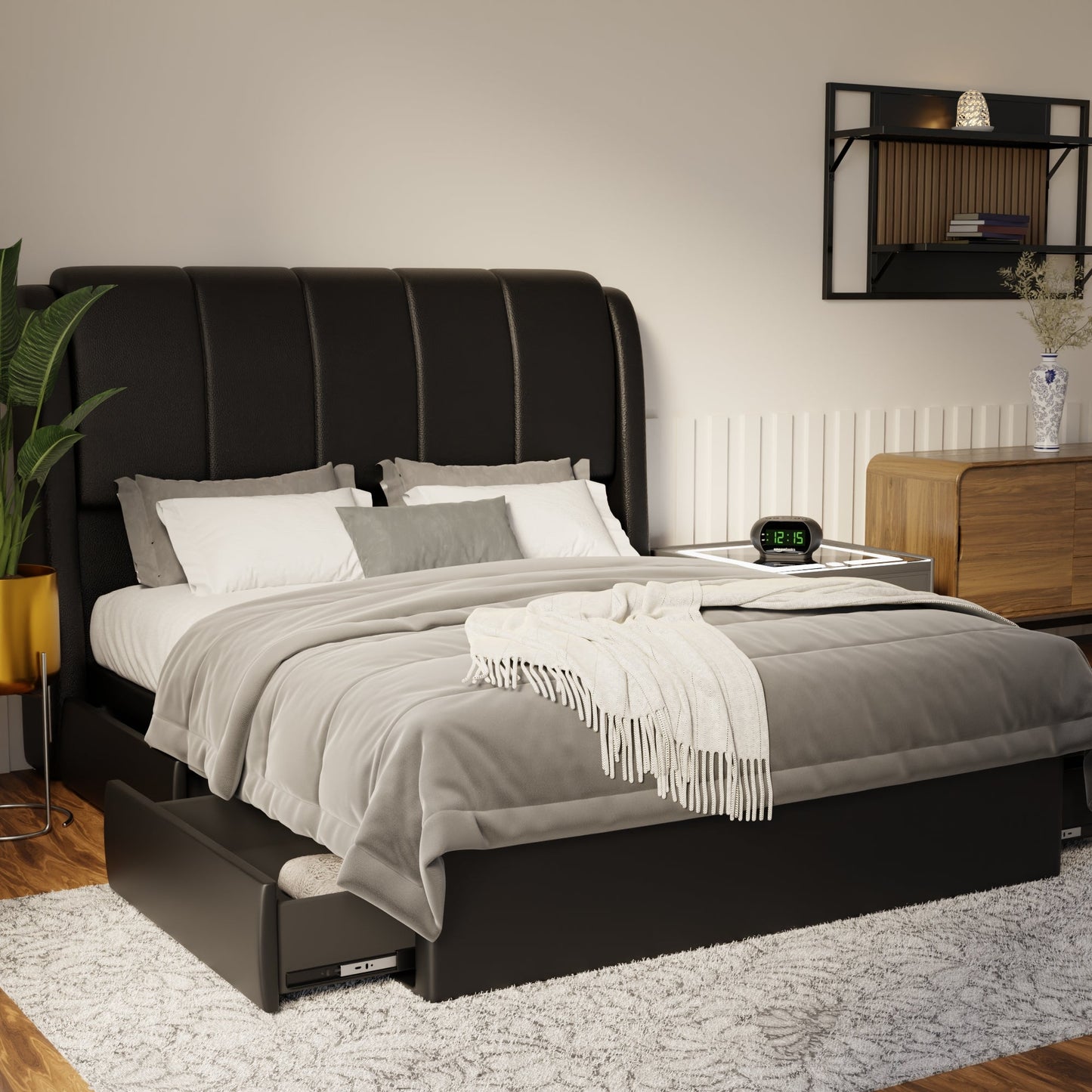 Brinley Faux Leather Drawer Bed Frame (Pet Friendly) by Somnuz
