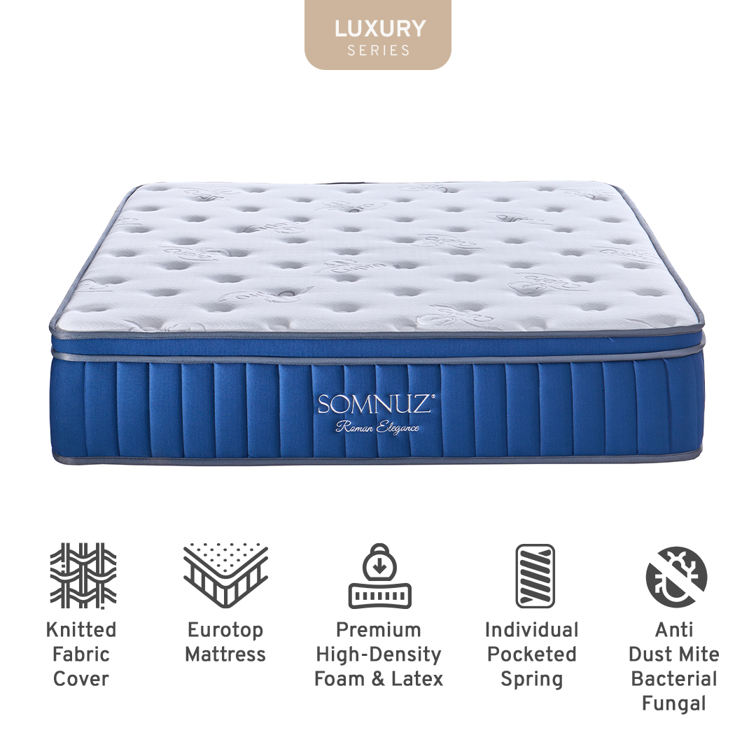 Somnuz® Roman Elegance 12 Inch Individual Pocketed Spring Mattress