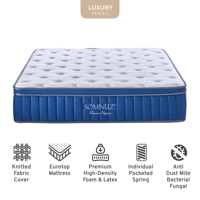 Somnuz® Roman Elegance 12 Inch Individual Pocketed Spring Mattress
