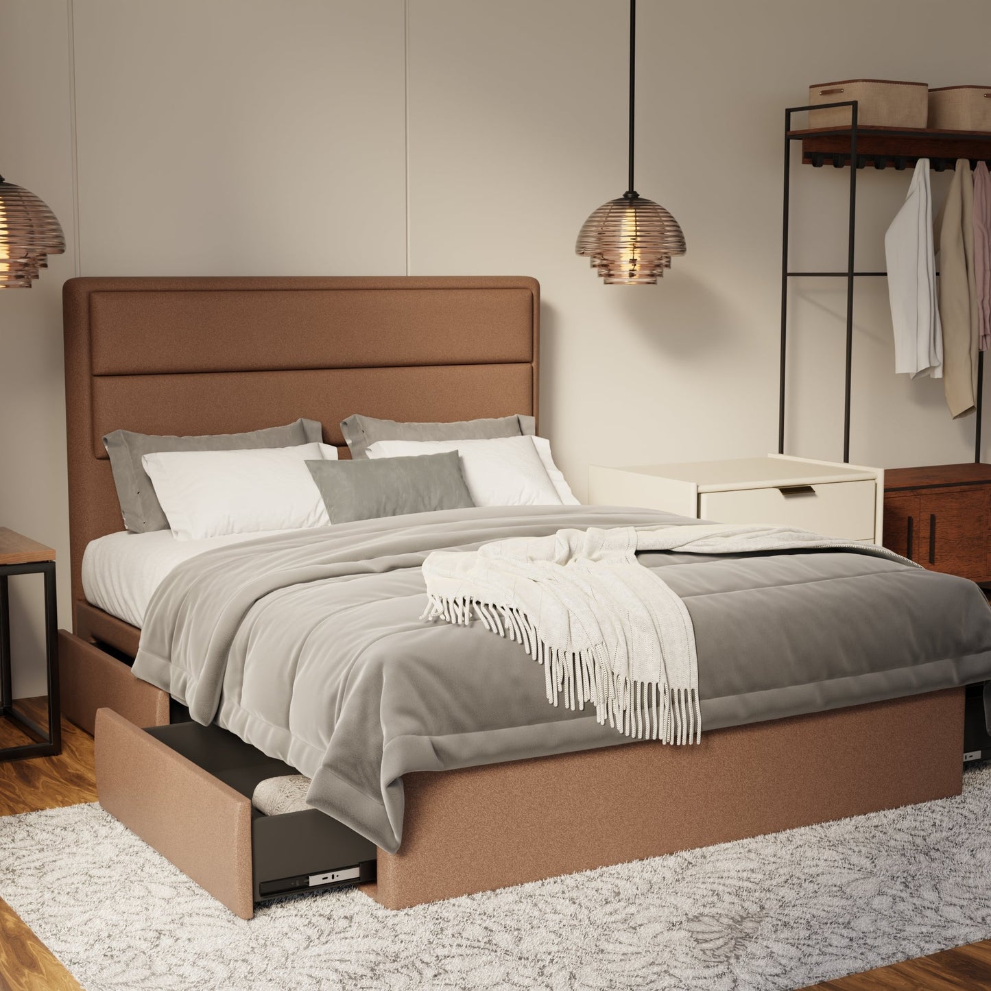 Zorvain Fabric Drawer Bed Frame (Water Repellent & Pet friendly) by Somnuz