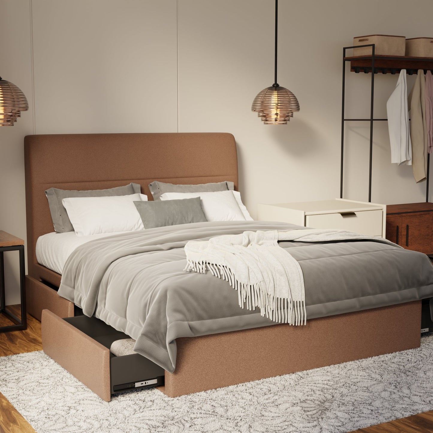Lysara Fabric Drawer Bed Frame (Water Repellent & Pet friendly) by Somnuz