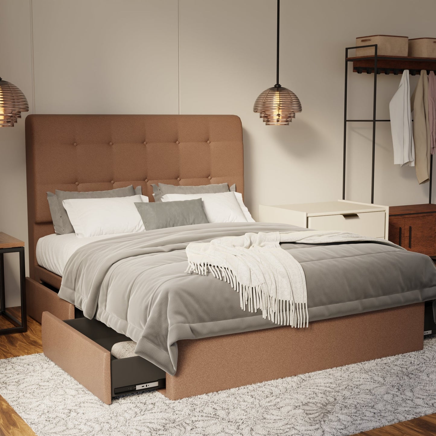 Endora Fabric Drawer Bed Frame (Water Repellent & Pet friendly) by Somnuz