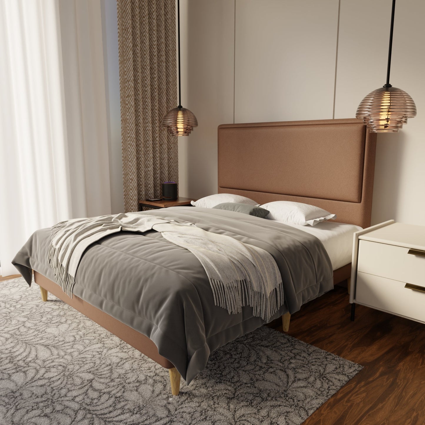 Shiro Fabric Bed Frame (Water Repellent & Pet friendly) by Somnuz
