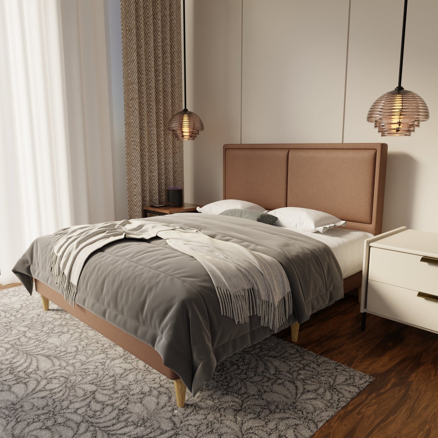 Bravelle Fabric Bed Frame (Water Repellent & Pet friendly) by Somnuz
