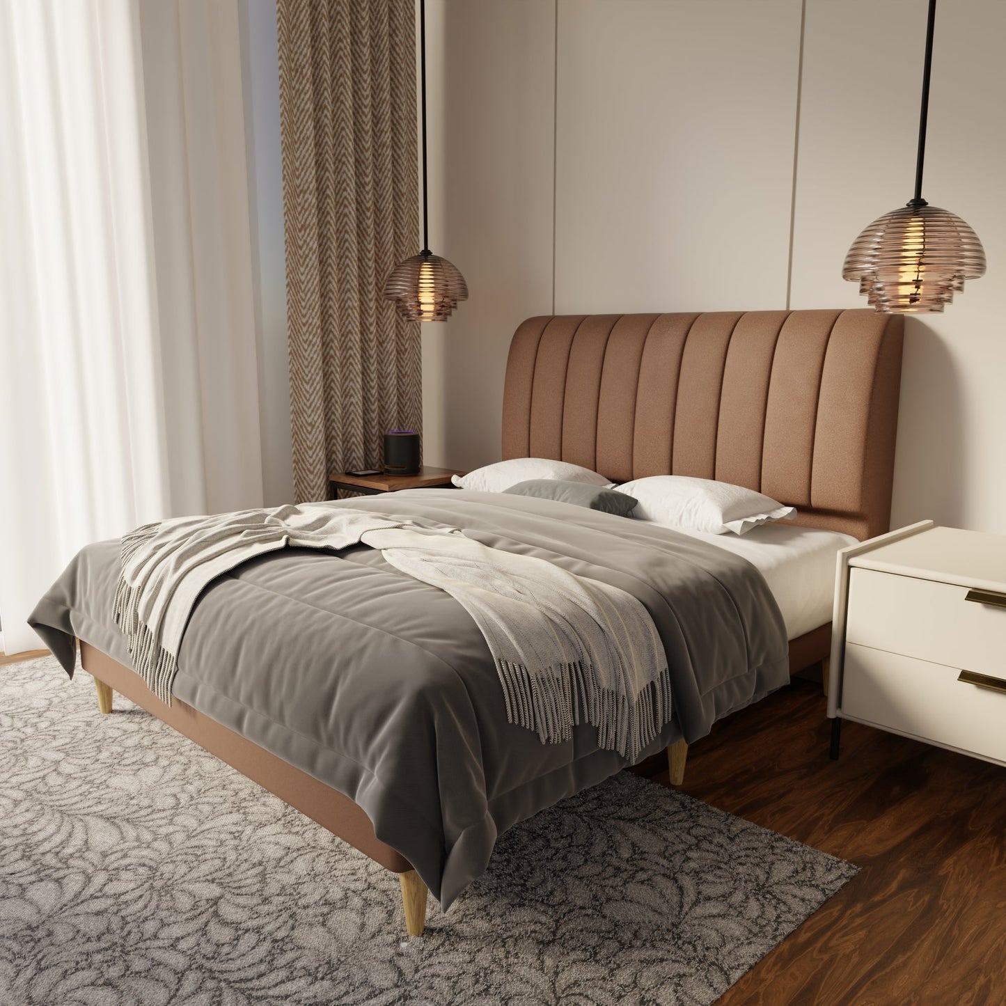 Kuro Fabric Bed Frame (Water Repellent & Pet friendly) by Somnuz
