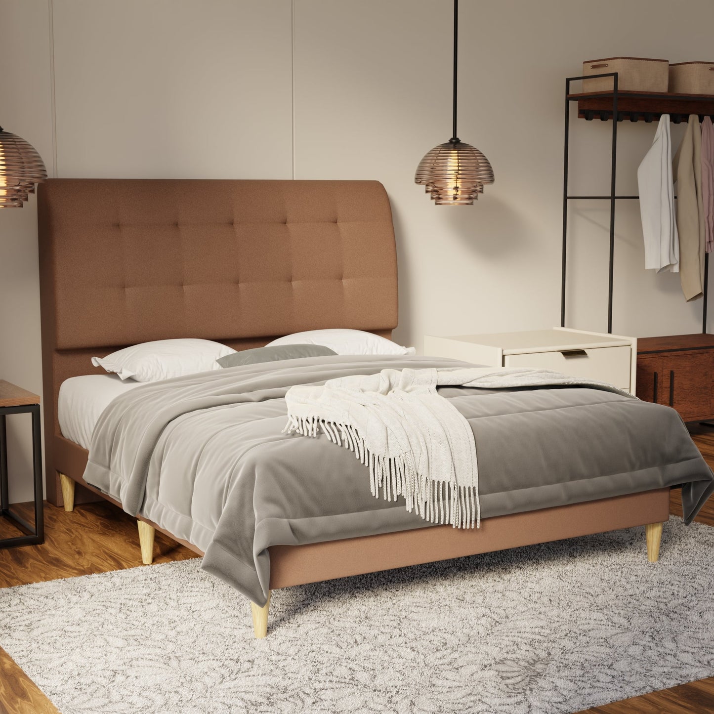 Haldor Fabric Bed Frame (Water Repellent & Pet friendly) by Somnuz