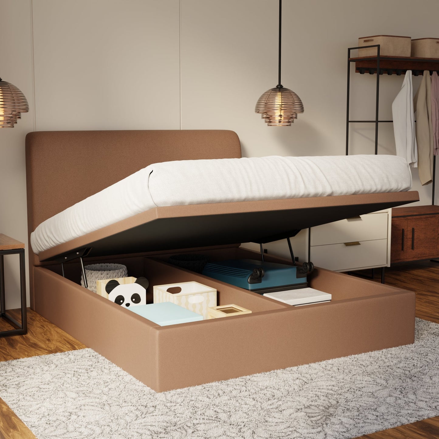 Vintaro Fabric Storage Bed Frame (Water Repellent) by Somnuz