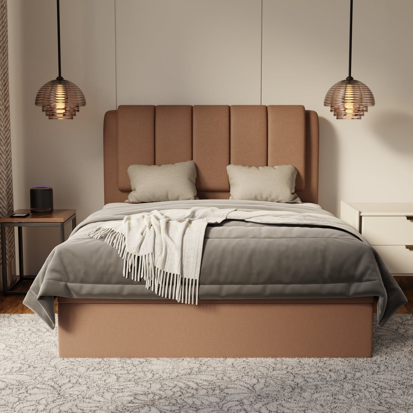 Asteron Fabric Storage Bed Frame (Water Repellent & Pet Friendly) by Somnuz