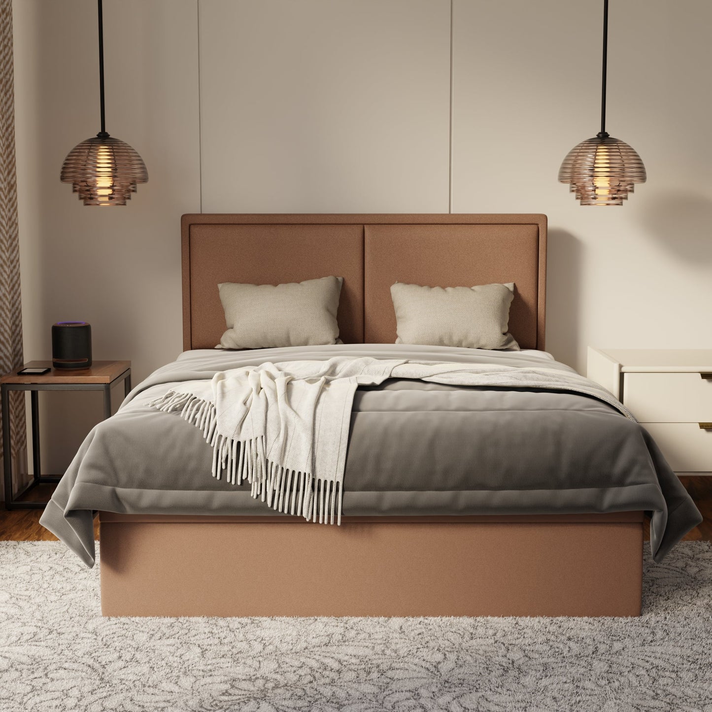 Bravelle Fabric Storage Bed Frame (Water Repellent & Pet Friendly) by Somnuz