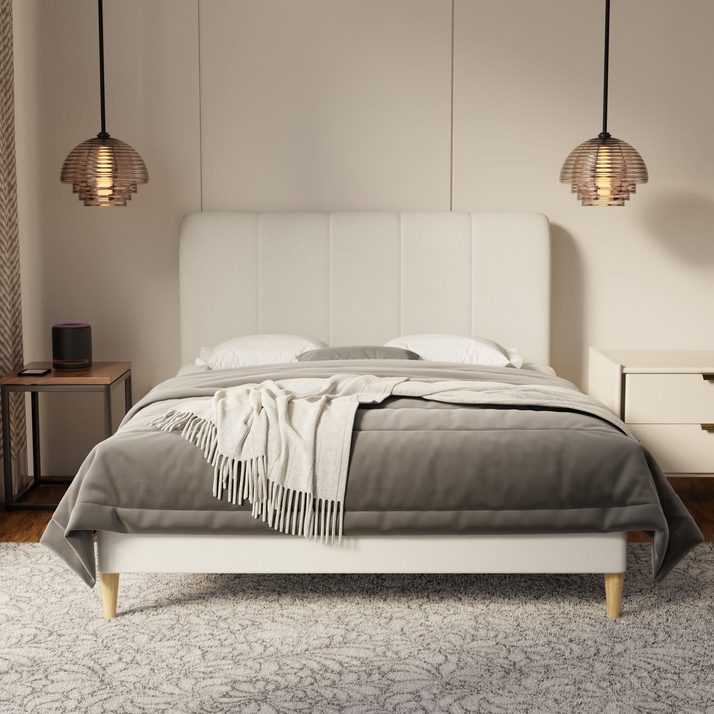 Caldrin Fabric Bed Frame (Water Repellent & Pet friendly) by Somnuz