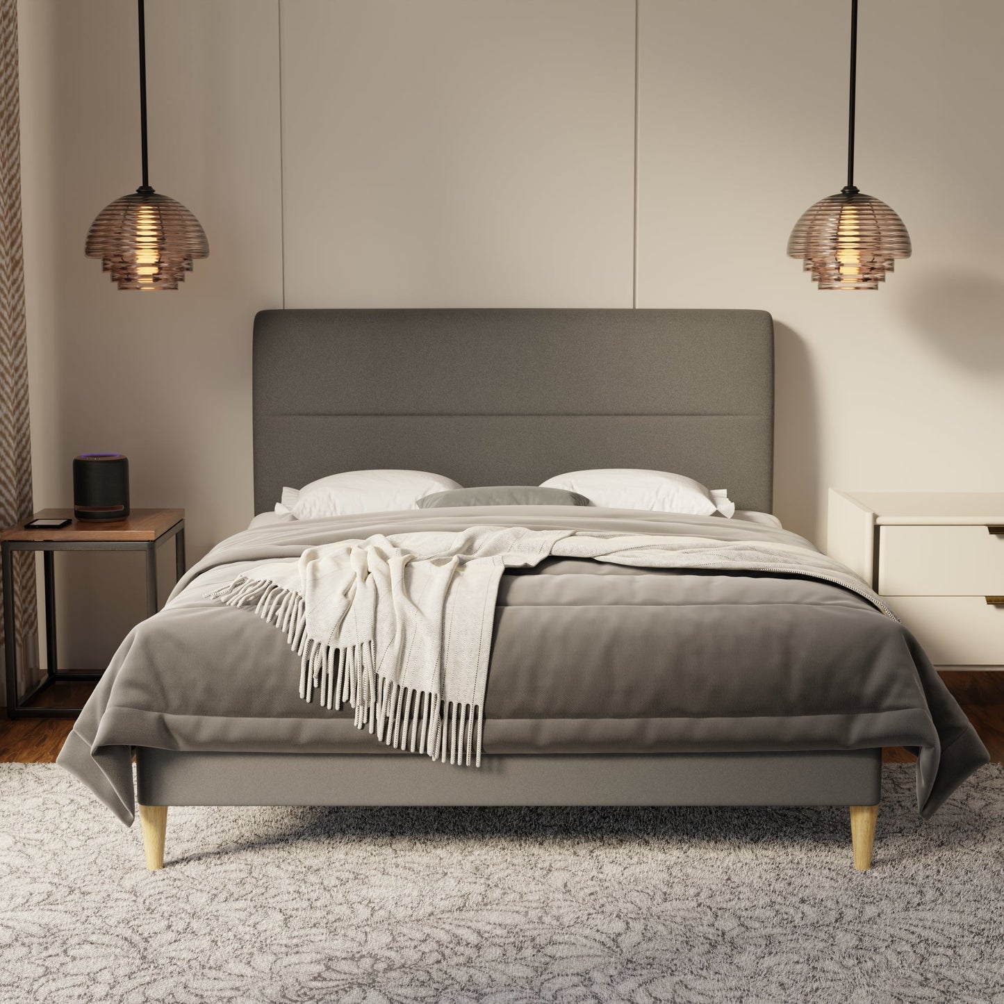 Lysara Fabric Bed Frame (Water Repellent & Pet friendly) by Somnuz