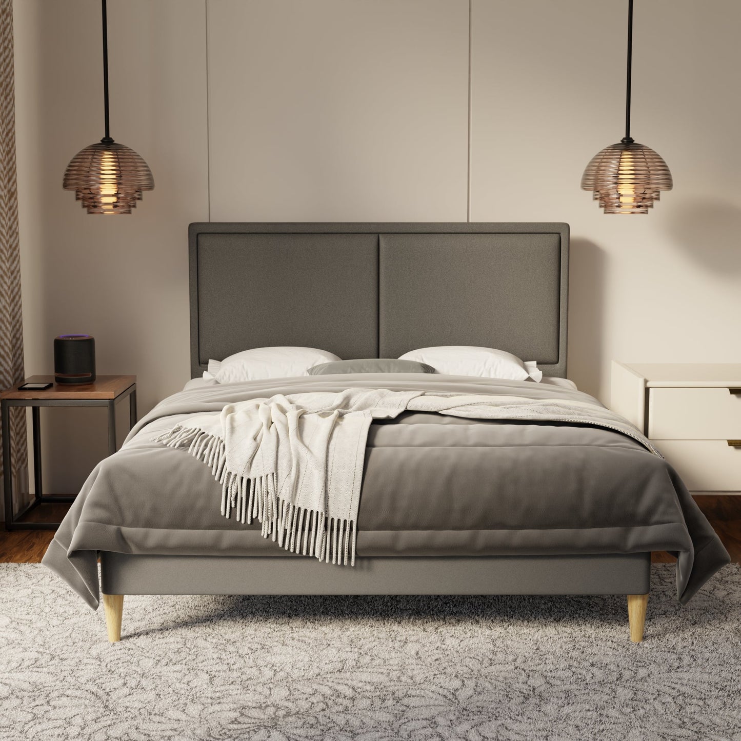 Bravelle Fabric Bed Frame (Water Repellent & Pet friendly) by Somnuz