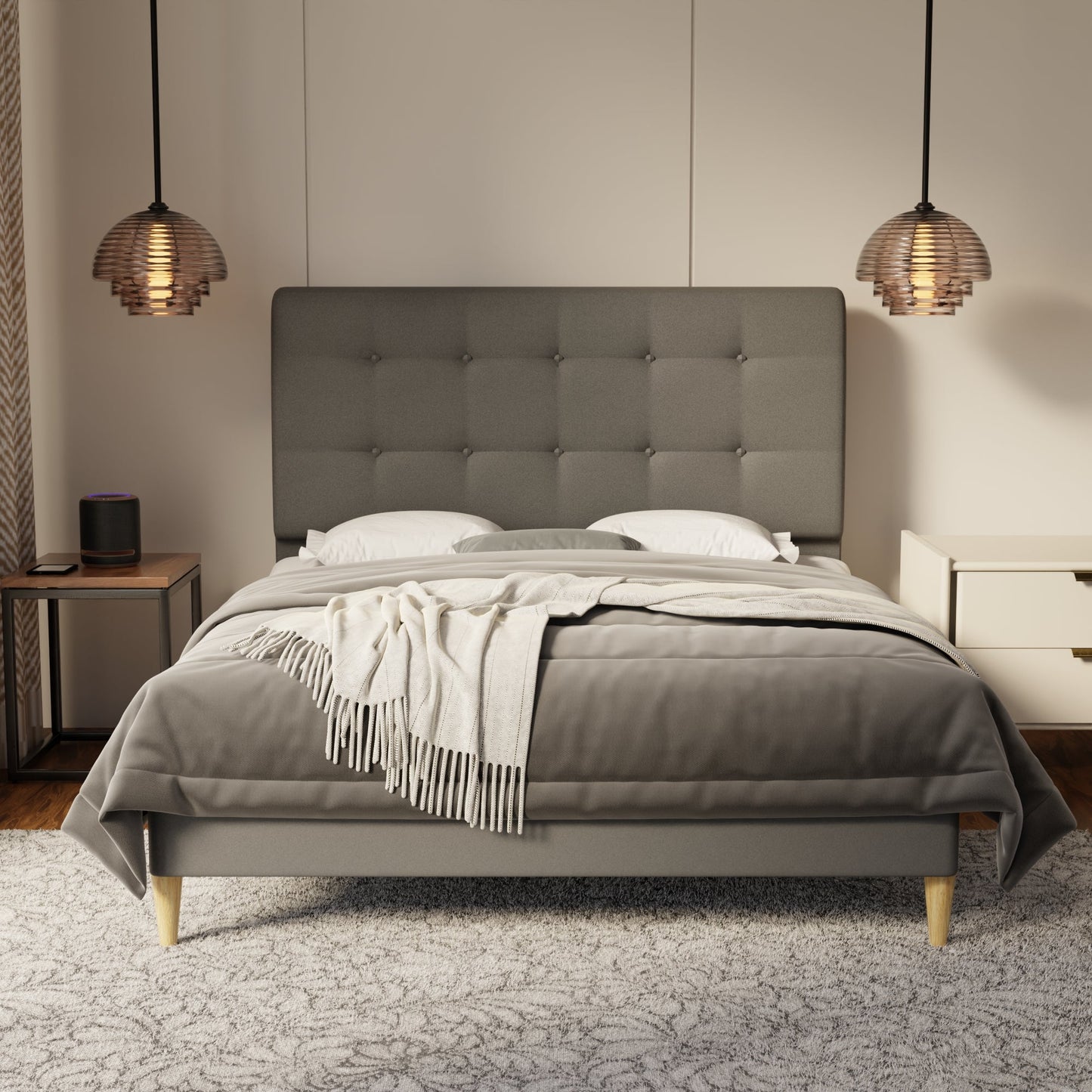 Endora Fabric Bed Frame (Water Repellent & Pet friendly) by Somnuz