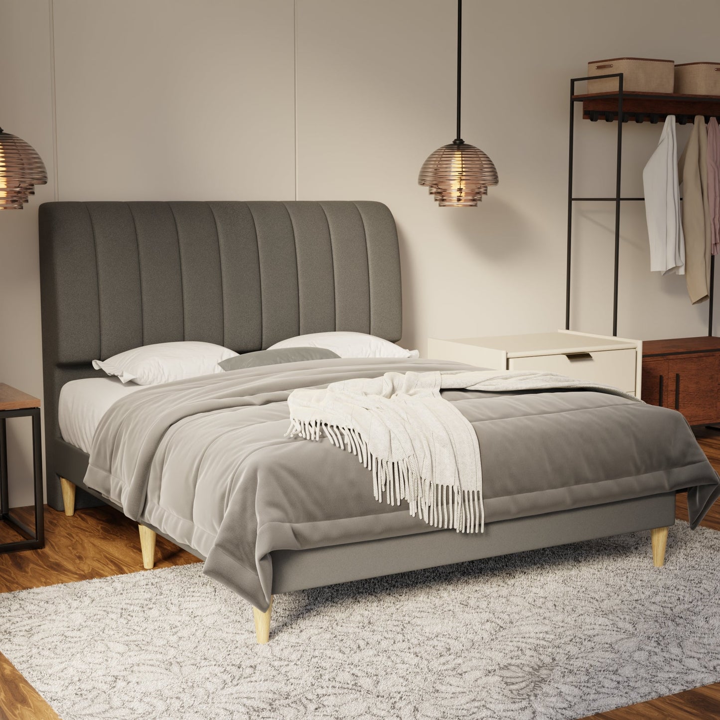 Kuro Fabric Bed Frame (Water Repellent & Pet friendly) by Somnuz