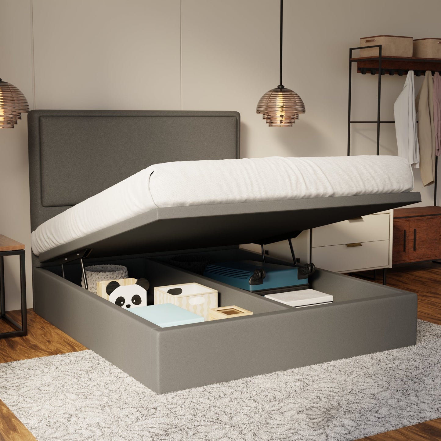 Shiro Fabric Storage Bed Frame (Water Repellent & Pet Friendly) by Somnuz