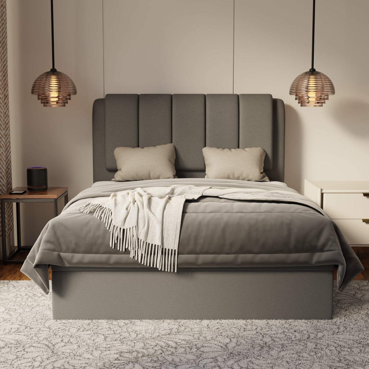 Asteron Fabric Storage Bed Frame (Water Repellent & Pet Friendly) by Somnuz