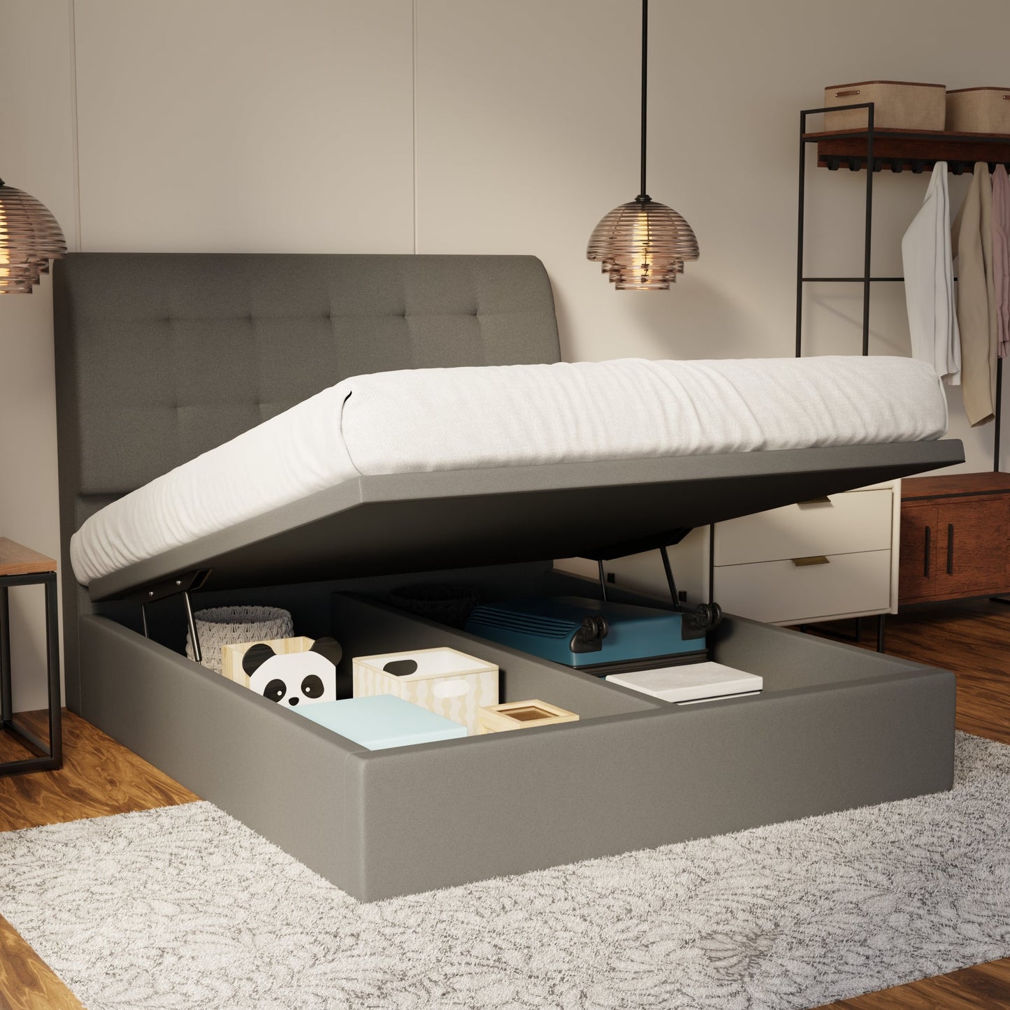 Haldor Fabric Storage Bed Frame (Water Repellent & Pet Friendly) by Somnuz