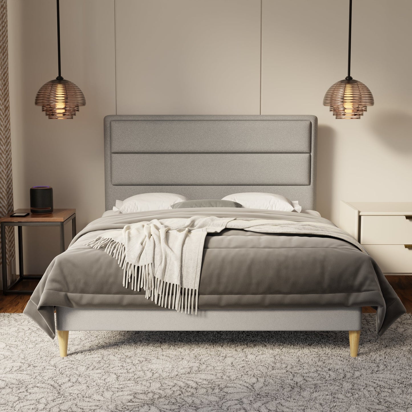 Zorvain Fabric Bed Frame (Water Repellent & Pet friendly) by Somnuz