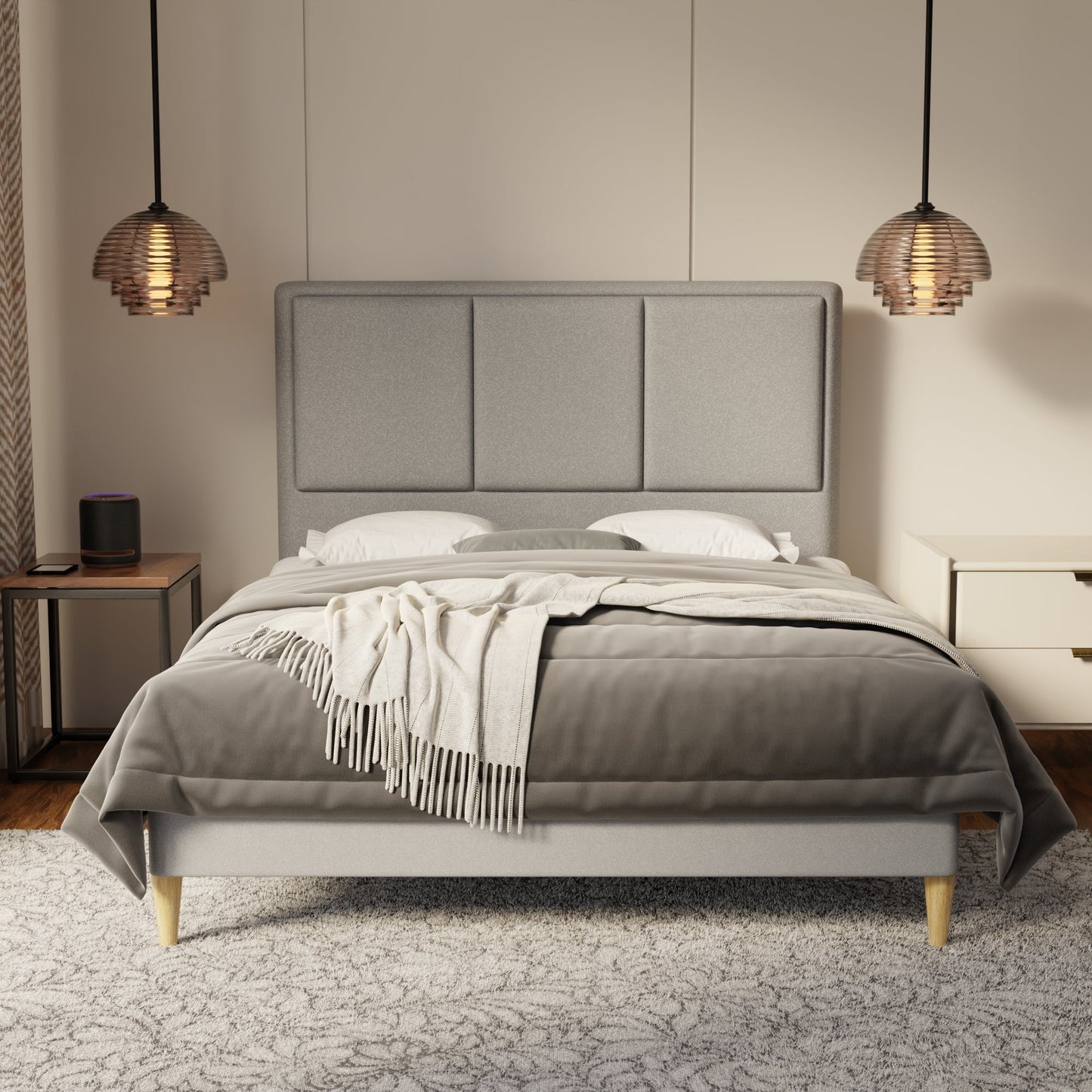 Velmira Fabric Bed Frame (Water Repellent & Pet friendly) by Somnuz