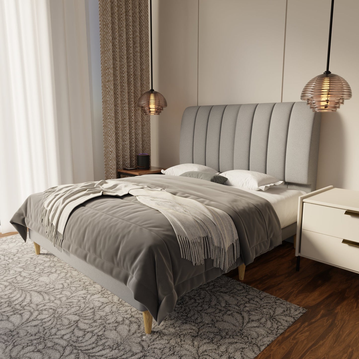Trevino Fabric Bed Frame (Water Repellent & Pet friendly) by Somnuz