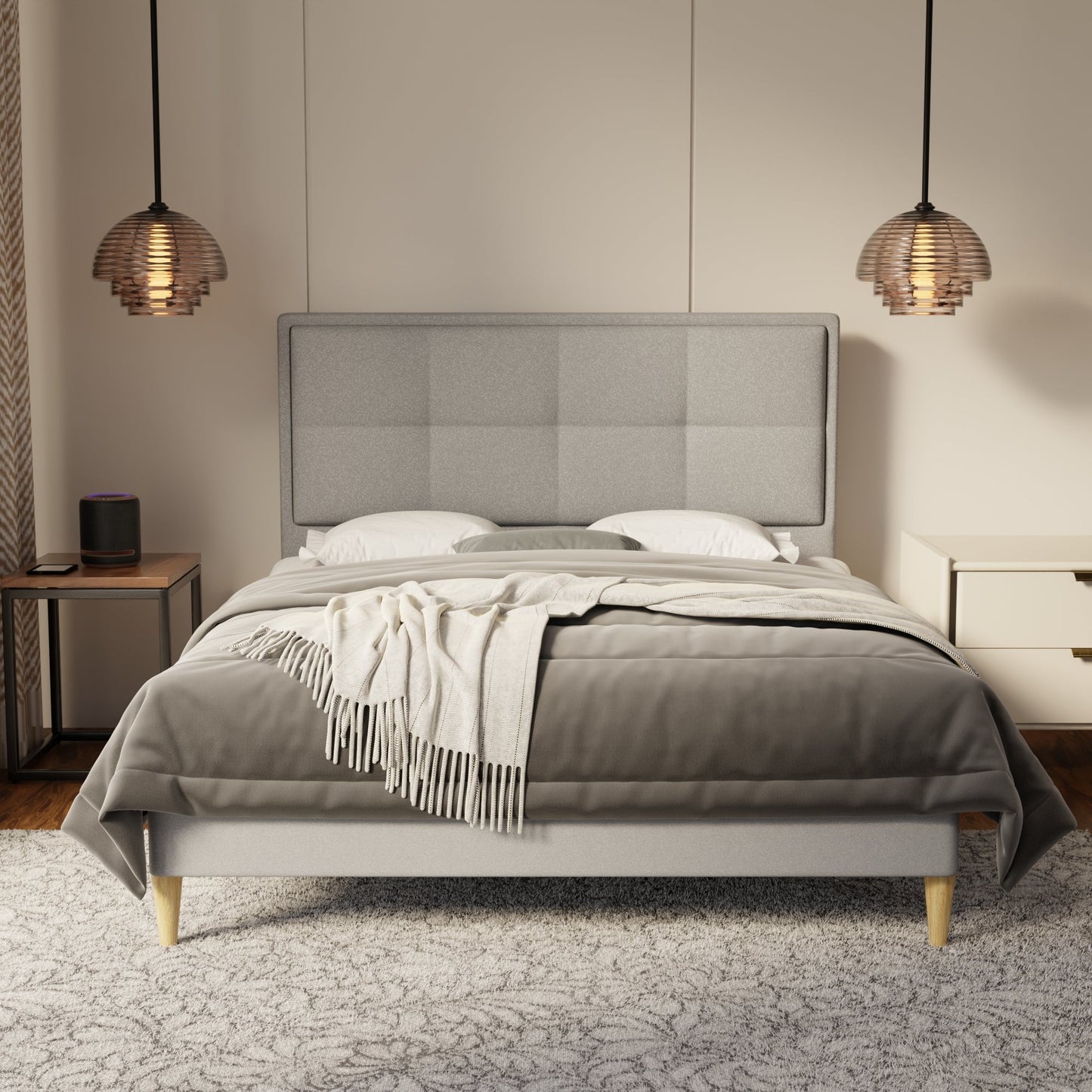 Solvane Fabric Bed Frame (Water Repellent & Pet friendly) by Somnuz