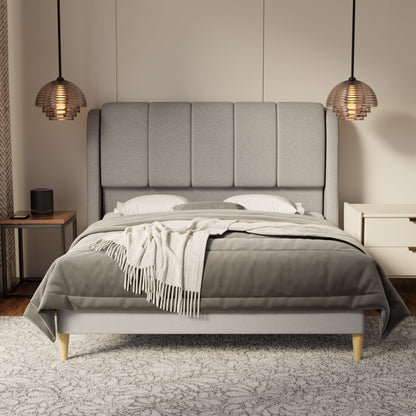 Brinley Fabric Bed Frame (Water Repellent & Pet friendly) by Somnuz