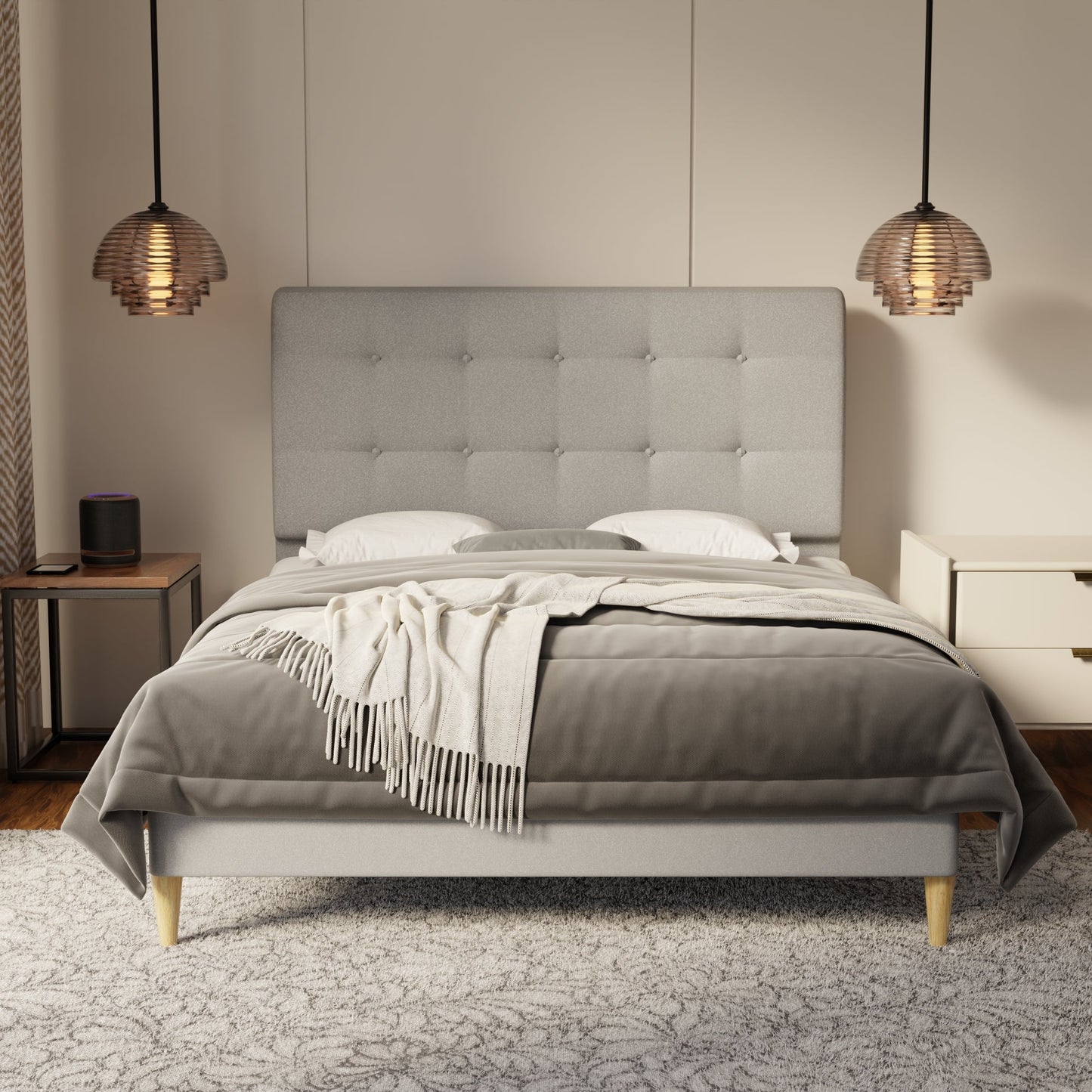 Endora Fabric Bed Frame (Water Repellent & Pet friendly) by Somnuz