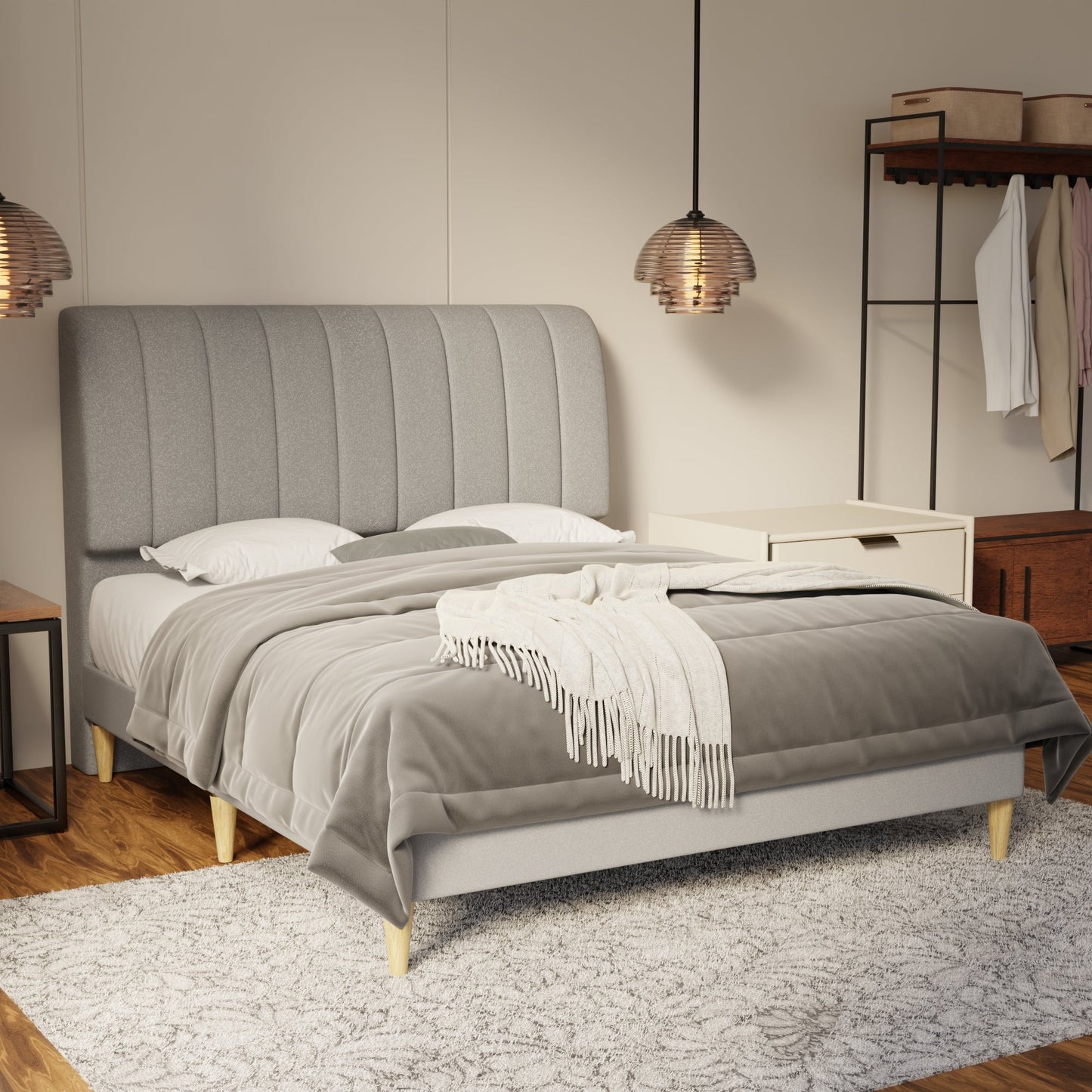 Kuro Fabric Bed Frame (Water Repellent & Pet friendly) by Somnuz