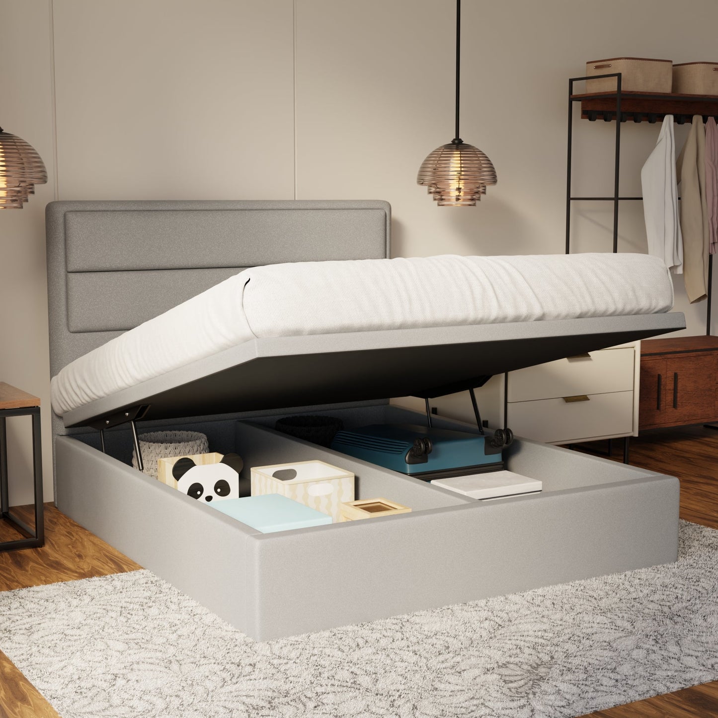Zorvain Fabric Storage Bed Frame (Water Repellent & Pet Friendly) by Somnuz