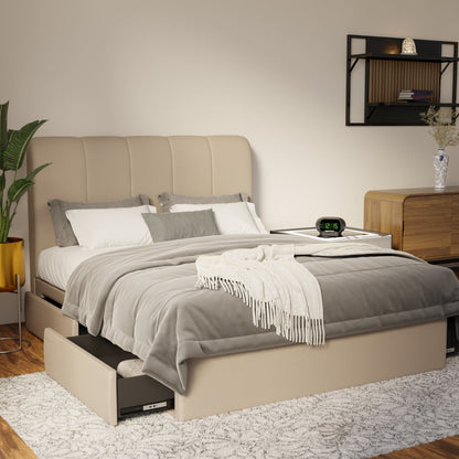 Caldrin Faux Leather Drawer Bed Frame (Pet Friendly) by Somnuz