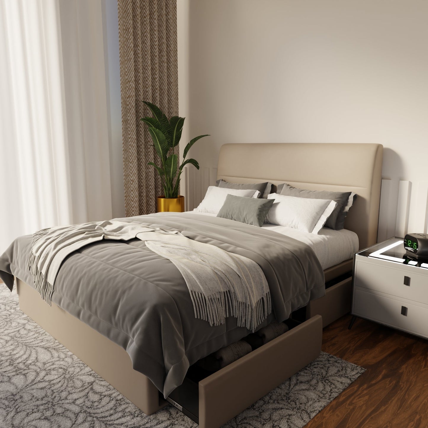 Lysara Faux Leather Drawer Bed Frame (Pet Friendly) by Somnuz
