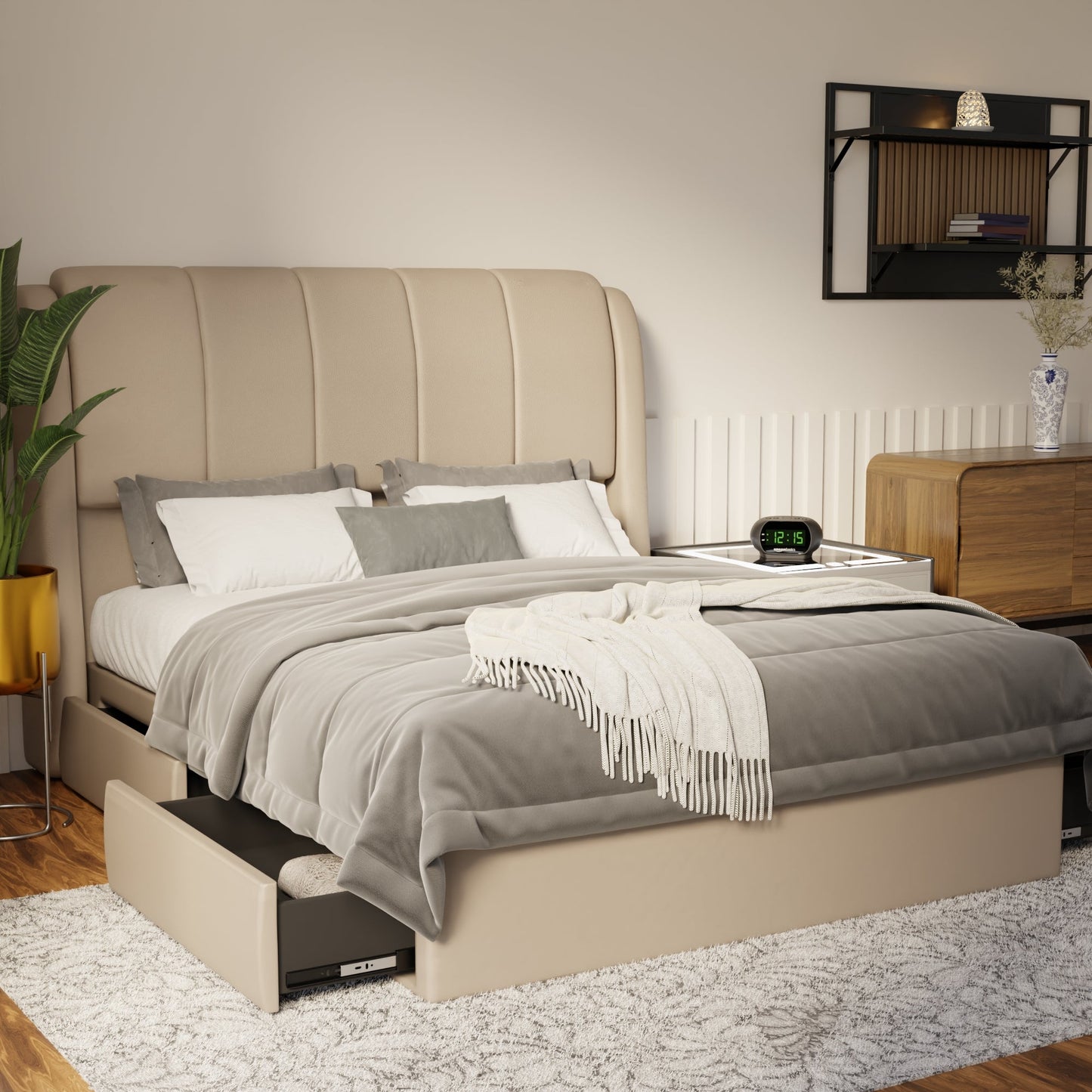 Brinley Faux Leather Drawer Bed Frame (Pet Friendly) by Somnuz