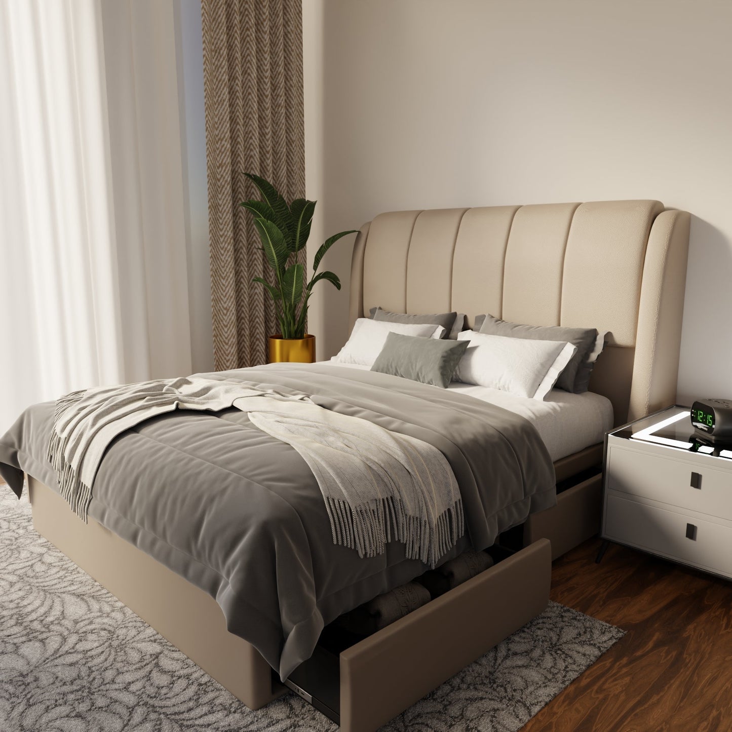Brinley Faux Leather Drawer Bed Frame (Pet Friendly) by Somnuz