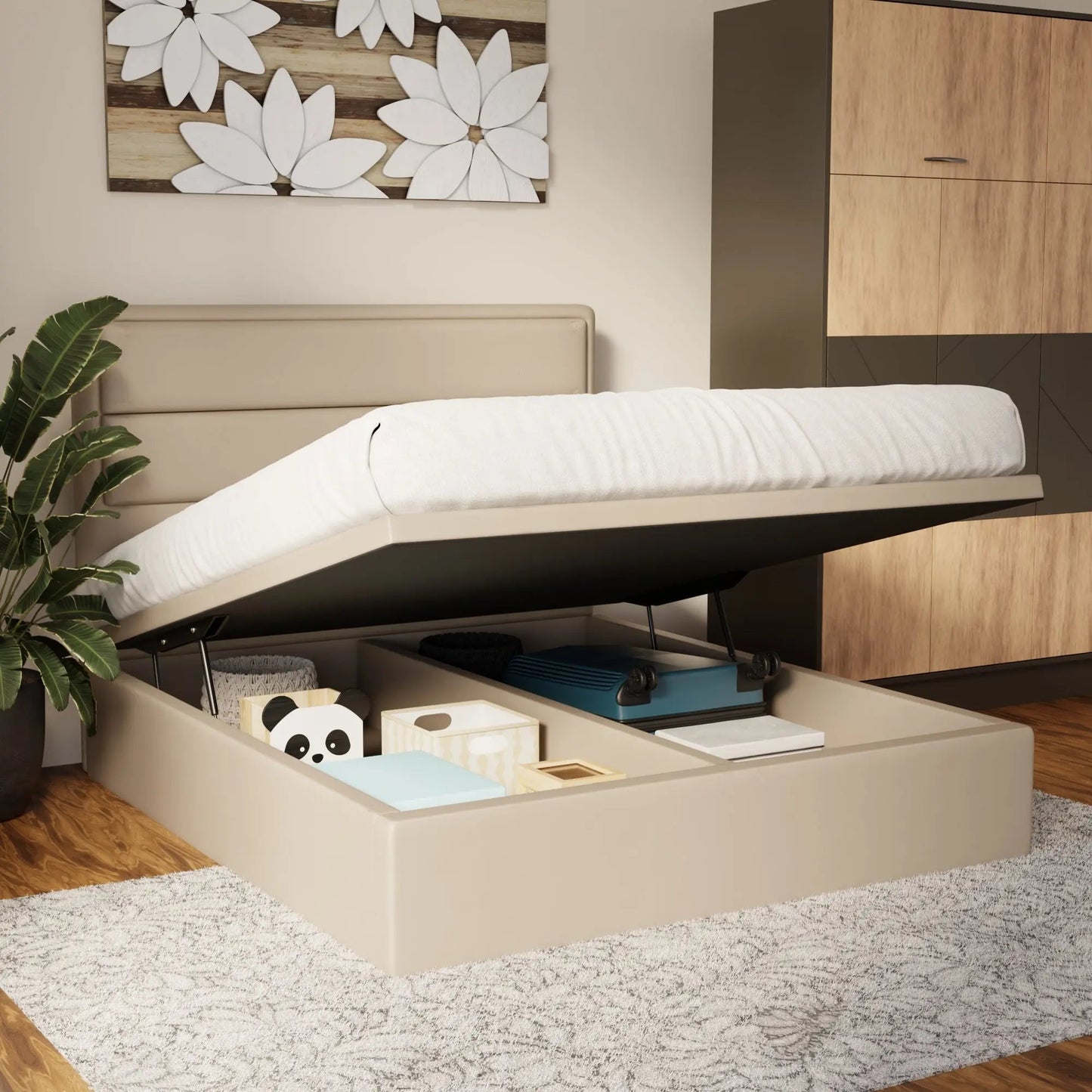 Zorvain Faux Leather Storage Bed Frame (Pet Friendly) by Somnuz