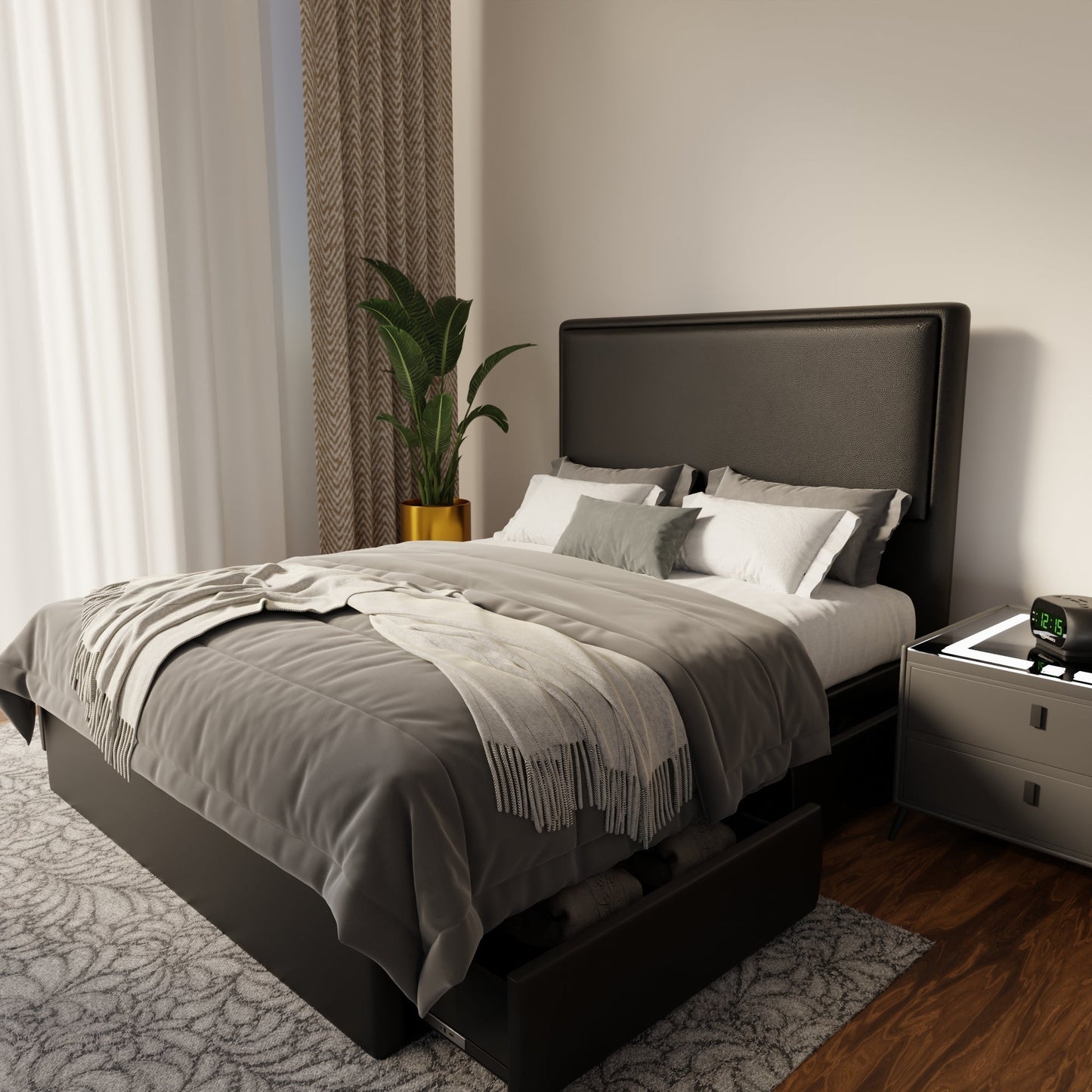 Shiro Faux Leather Drawer Bed Frame (Pet Friendly) by Somnuz