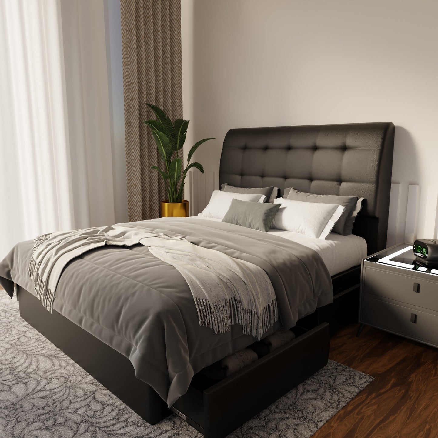Haldor Faux Leather Drawer Bed Frame (Pet Friendly) by Somnuz