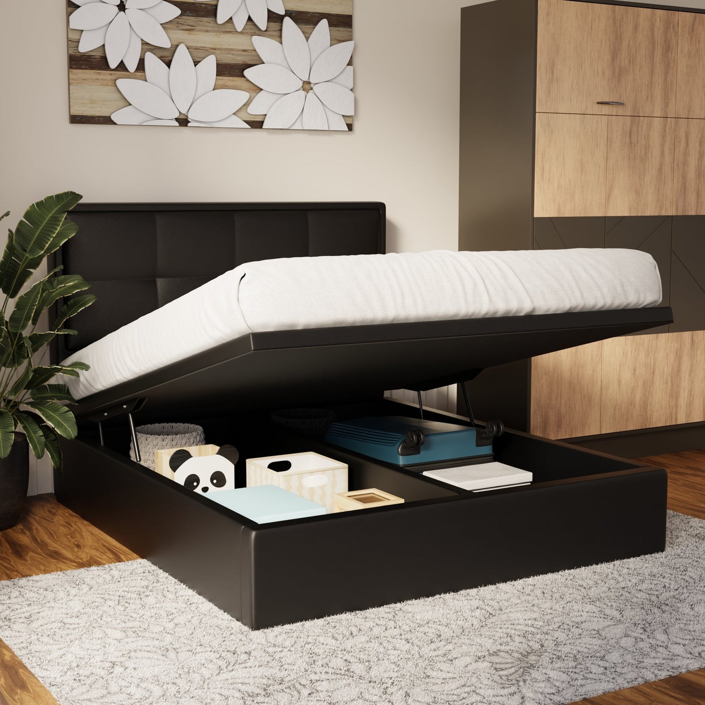 Solvane Faux Leather Storage Bed Frame (Pet Friendly) by Somnuz