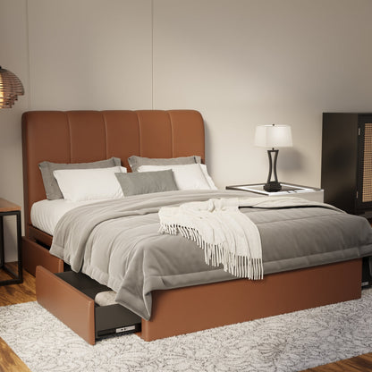 Caldrin Faux Leather Drawer Bed Frame (Pet Friendly) by Somnuz
