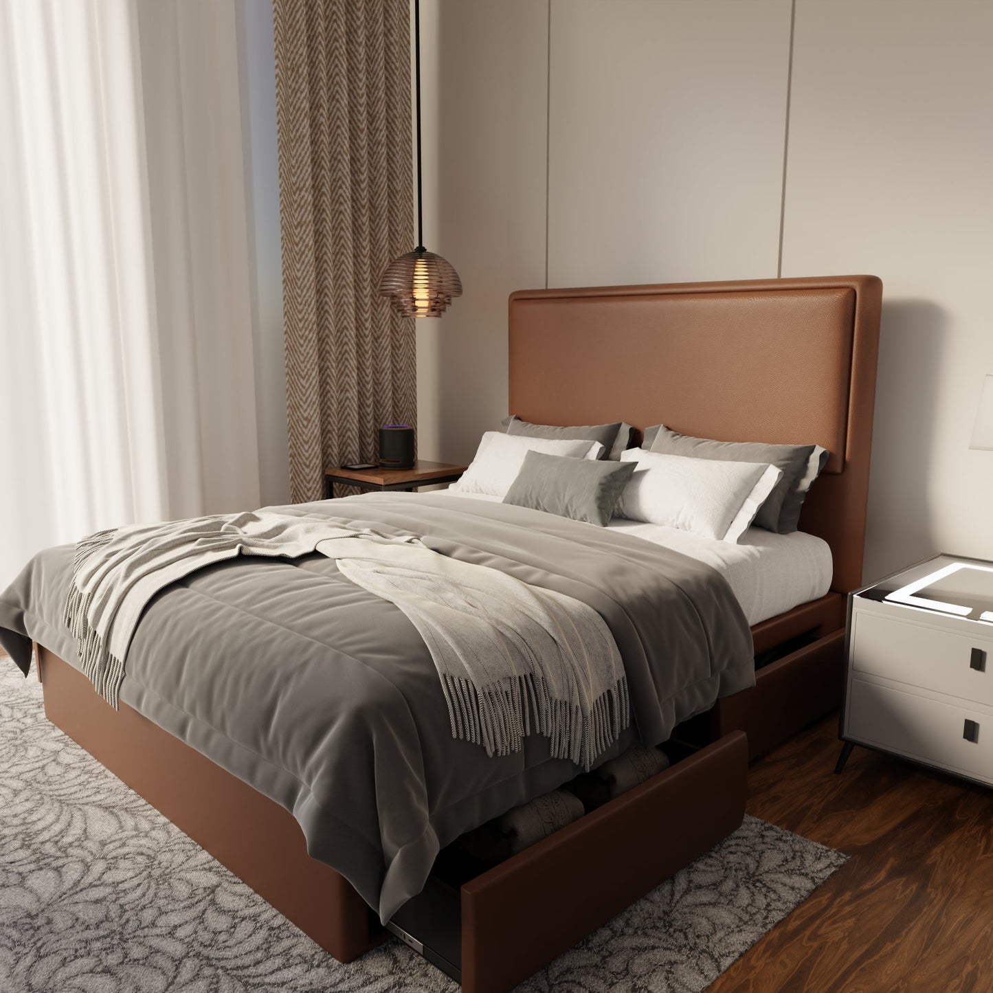 Shiro Faux Leather Drawer Bed Frame (Pet Friendly) by Somnuz