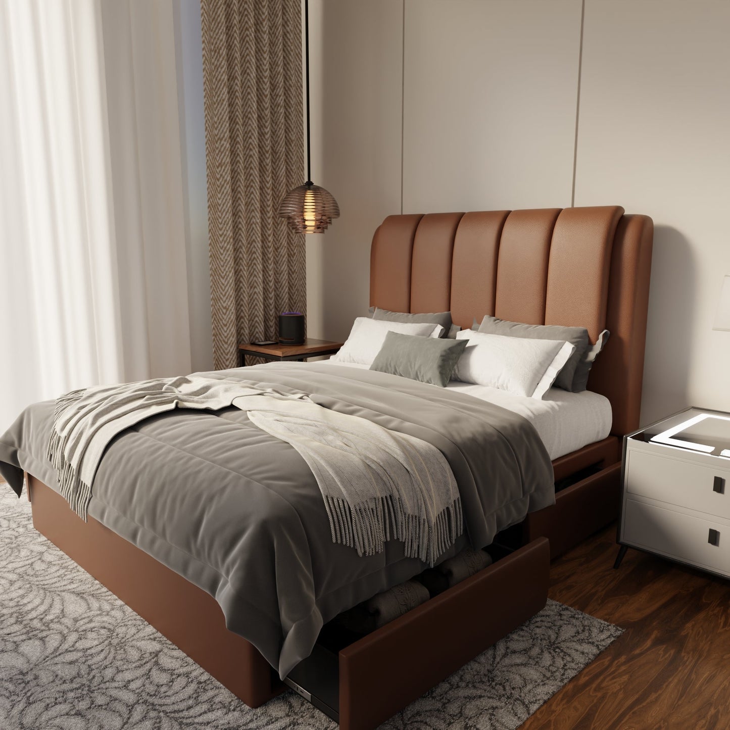 Asteron Faux Leather Drawer Bed Frame (Pet Friendly) by Somnuz