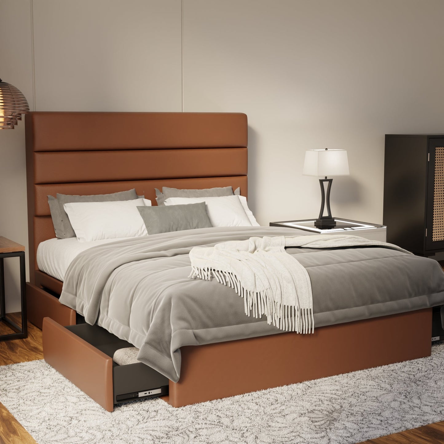 Corlune Faux Leather Drawer Bed Frame (Pet Friendly) by Somnuz