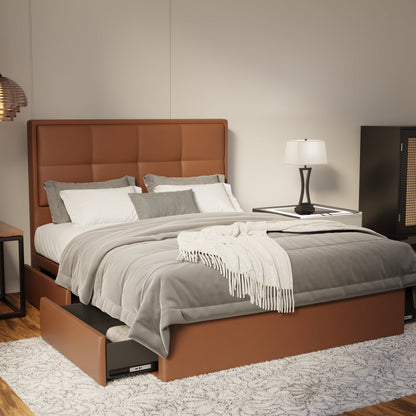 Solvane Faux Leather Drawer Bed Frame (Pet Friendly) by Somnuz