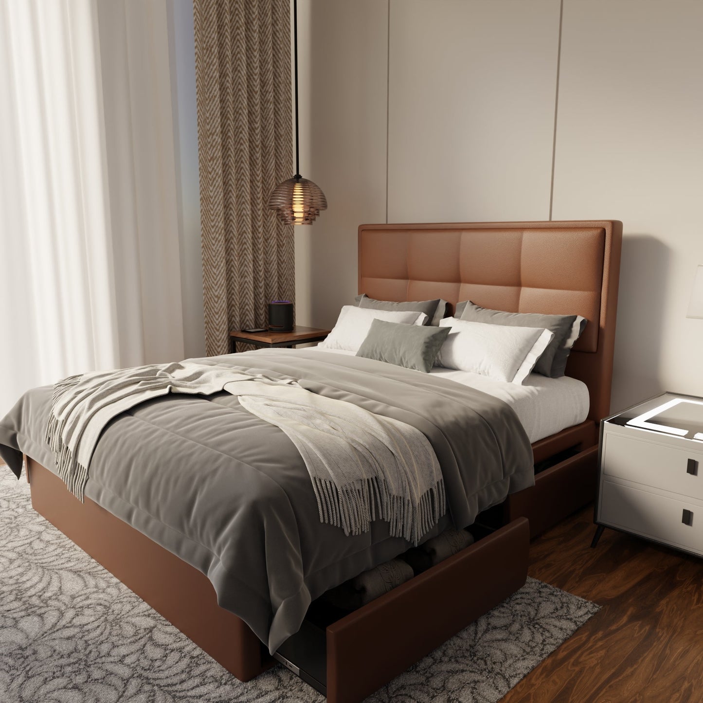 Solvane Faux Leather Drawer Bed Frame (Pet Friendly) by Somnuz