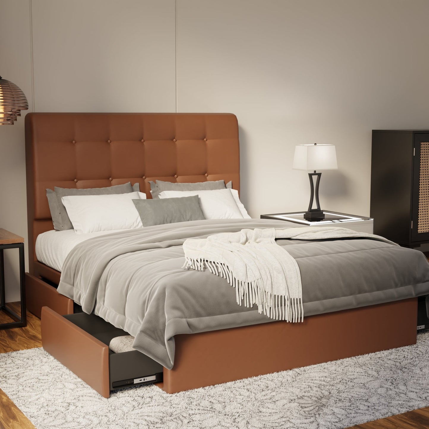 Endora Faux Leather Drawer Bed Frame (Pet Friendly) by Somnuz