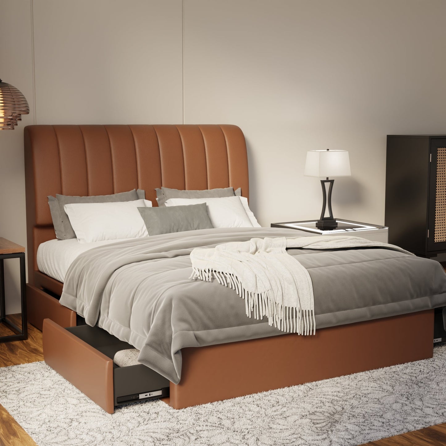 Kuro Faux Leather Drawer Bed Frame (Pet Friendly) by Somnuz