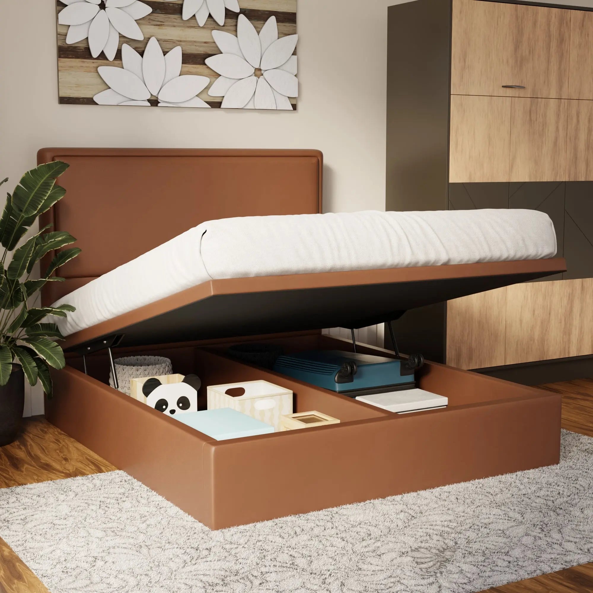 Shiro Faux Leather Storage Bed Frame (Pet Friendly) by Somnuz – Somnuz ...